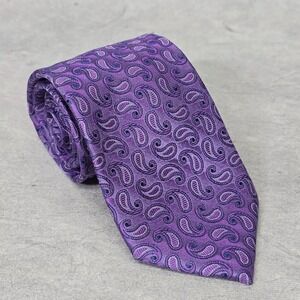 Stafford Performance Tie Mens‎ Silk Purple Paisley Classic Business Formal